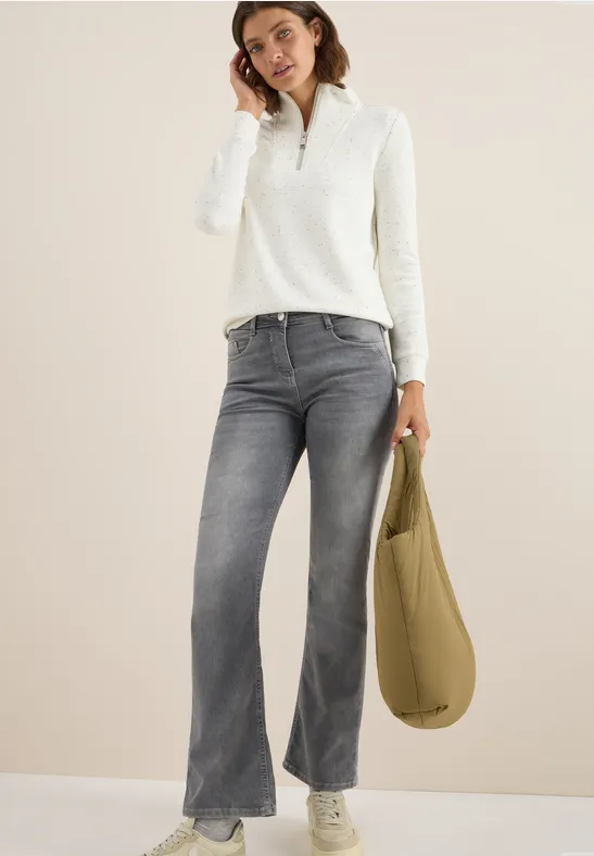 Strukturshirt mit Troyer vanilla white