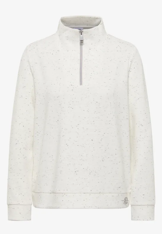 Strukturshirt mit Troyer vanilla white