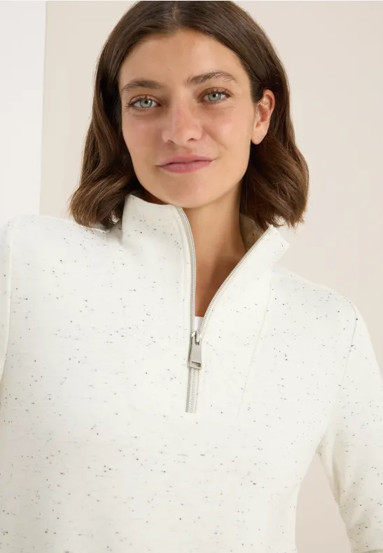 Strukturshirt mit Troyer vanilla white