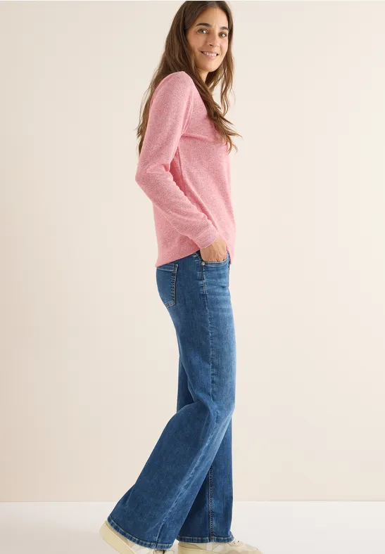 Melange Shirt mit Knöpfen fiery red melange