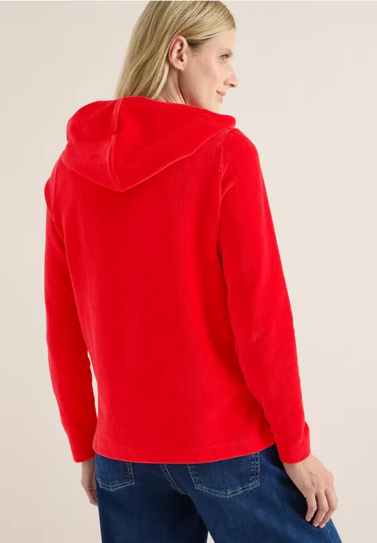 Cordjacke mit Kapuze fiery red