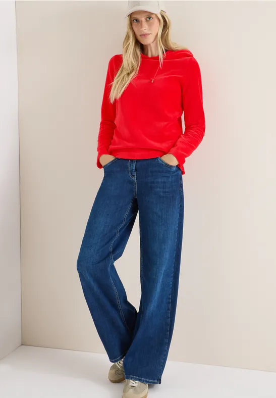Cordjacke mit Kapuze fiery red