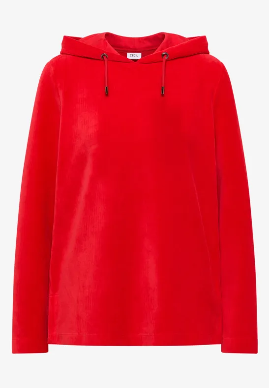 Cordjacke mit Kapuze fiery red