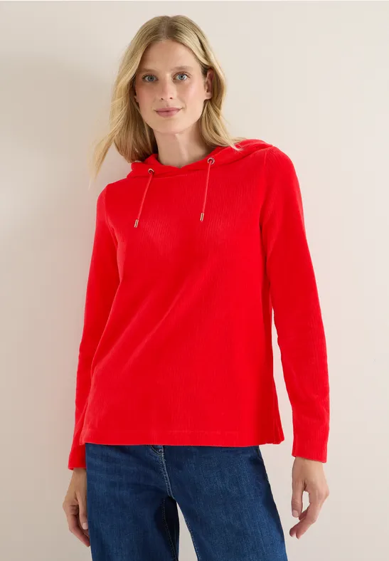 Cordjacke mit Kapuze fiery red