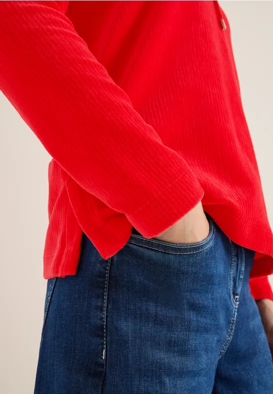 Cordjacke mit Kapuze fiery red