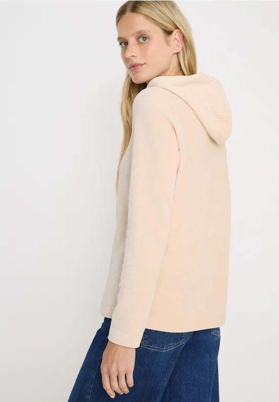 Cordjacke mit Kapuze oat milk beige