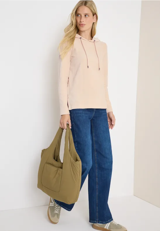 Cordjacke mit Kapuze oat milk beige