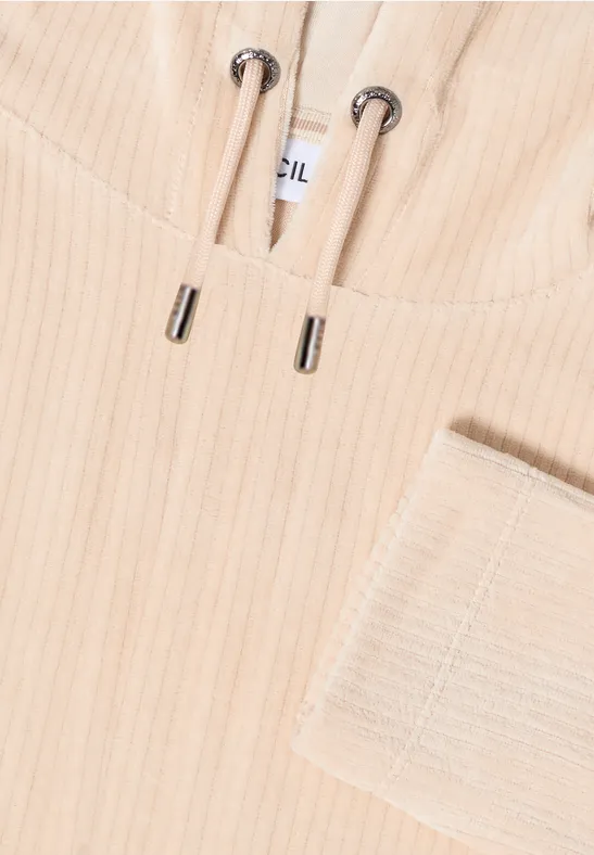 Cordjacke mit Kapuze oat milk beige