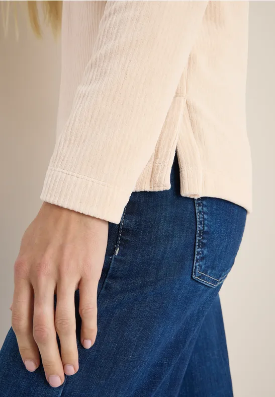 Cordjacke mit Kapuze oat milk beige