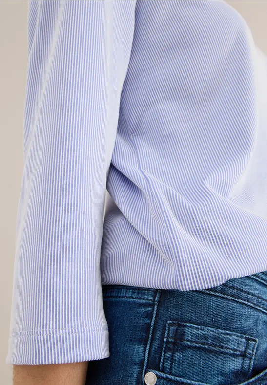 Gestreiftes Shirt mountain river blue