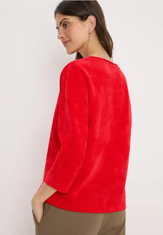 T-shirt en velours côtelé fiery red