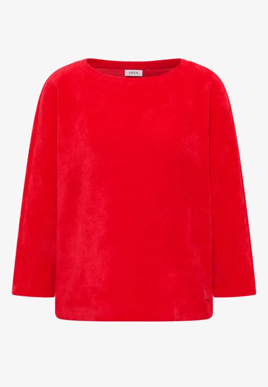 T-shirt en velours côtelé fiery red