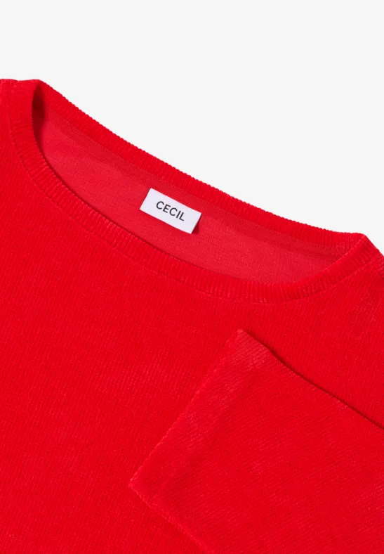 T-shirt en velours côtelé fiery red