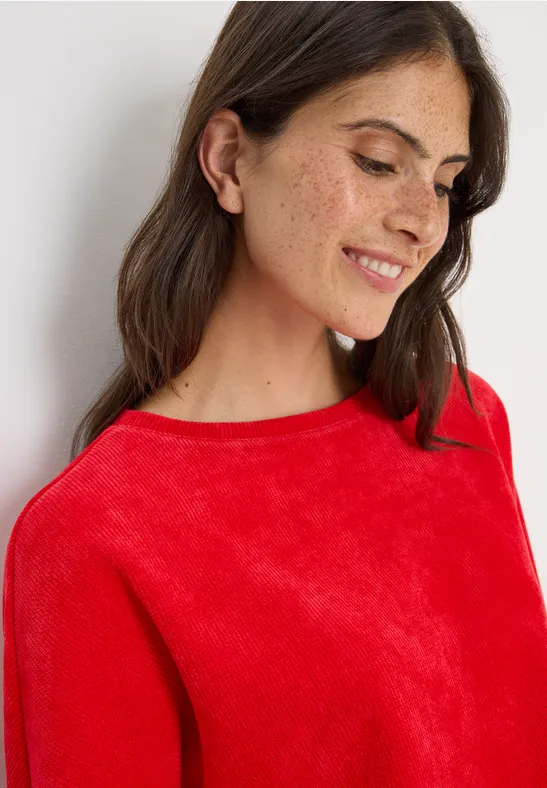 T-shirt en velours côtelé fiery red