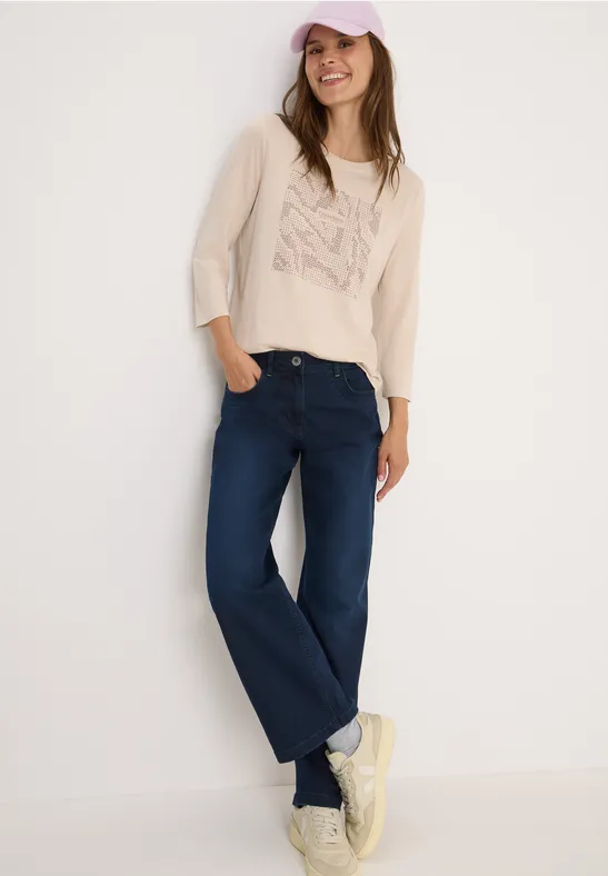Shirt mit Schmucksteinen oat milk beige