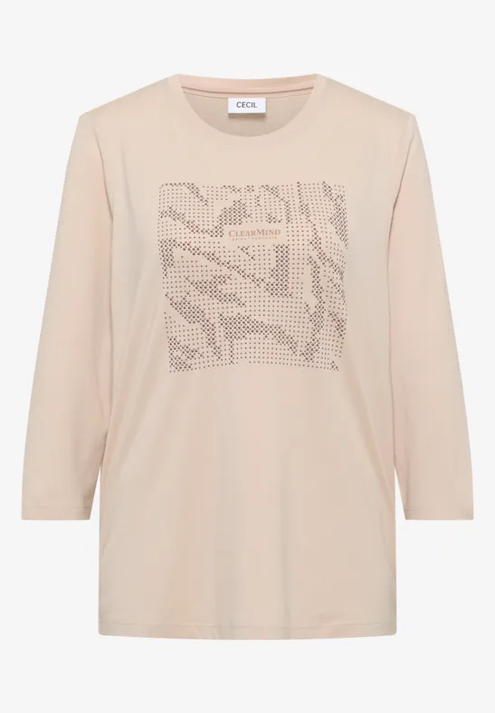 Shirt mit Schmucksteinen oat milk beige