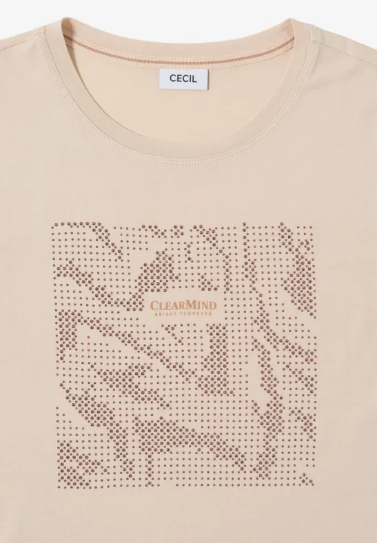 Shirt mit Schmucksteinen oat milk beige