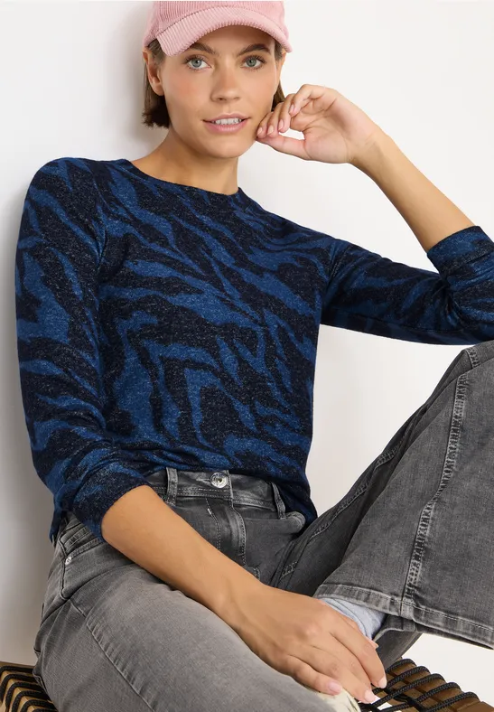 Gemustertes Melange Shirt urban dark blue melange