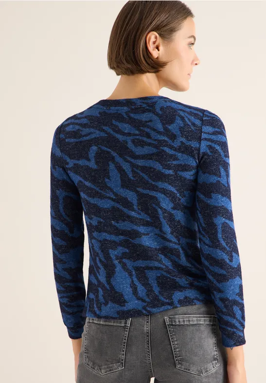 Gemustertes Melange Shirt urban dark blue melange