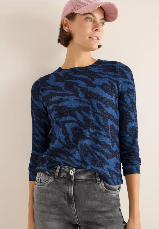 Gemustertes Melange Shirt urban dark blue melange