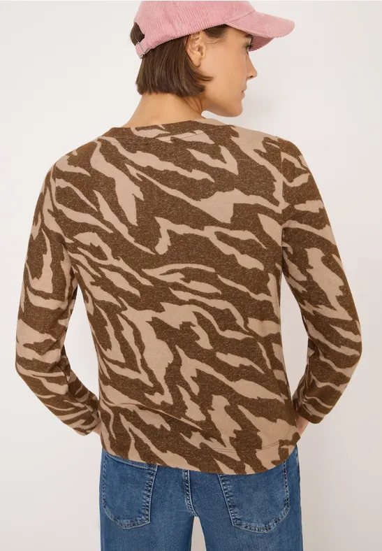 Gemustertes Melange Shirt mocha caramel melange