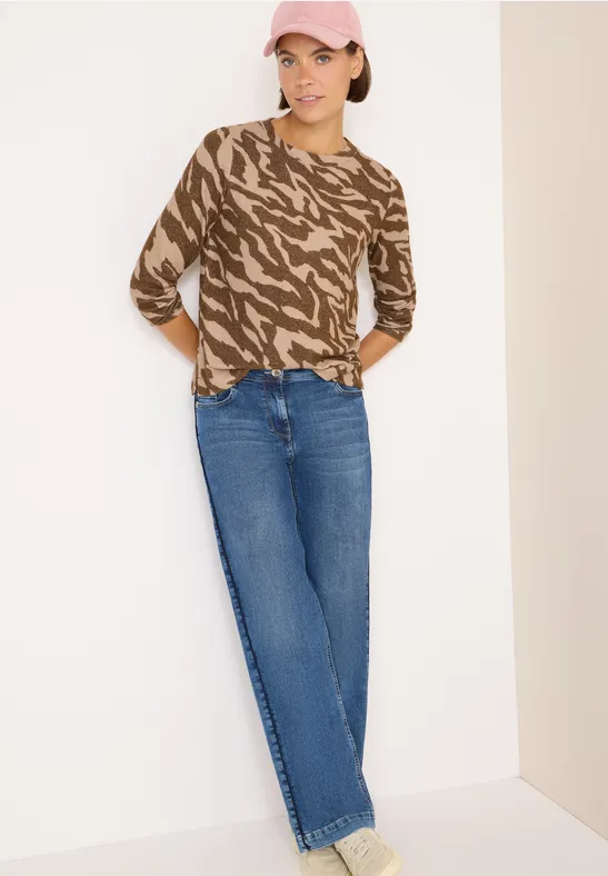 Gemustertes Melange Shirt mocha caramel melange