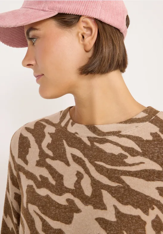 Gemustertes Melange Shirt mocha caramel melange