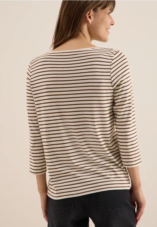Gestreiftes Shirt oat milk beige