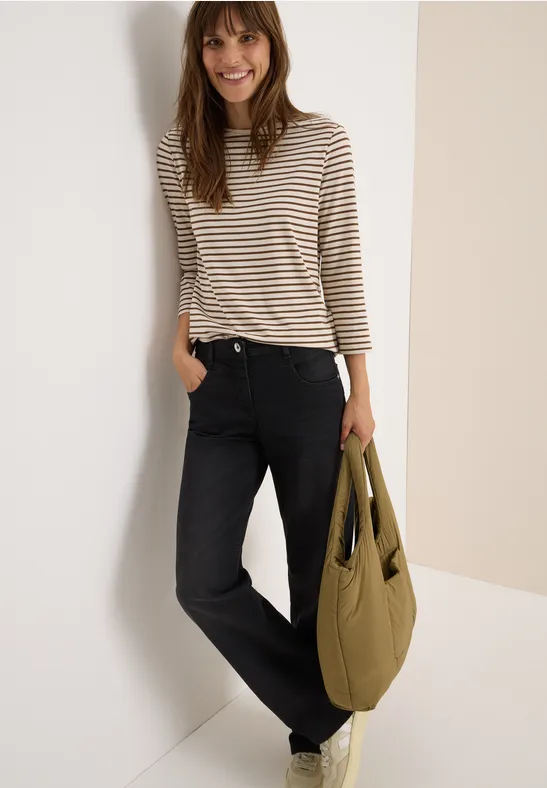 Gestreiftes Shirt oat milk beige