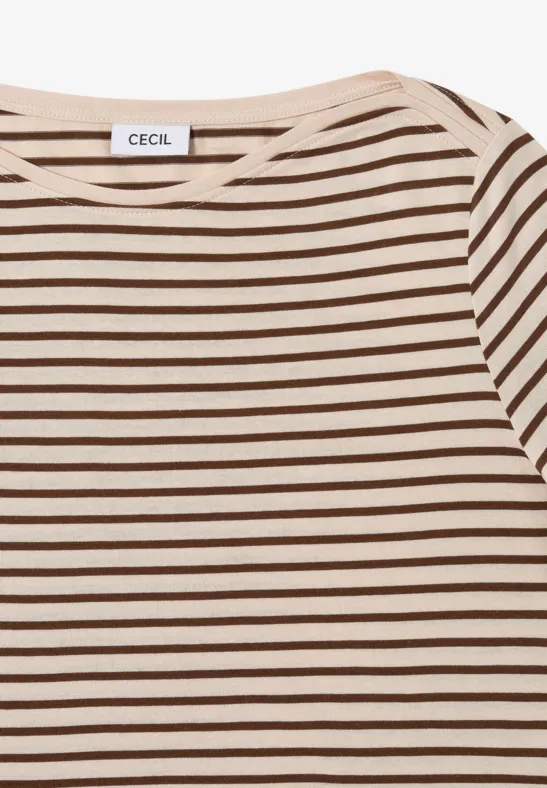 Gestreiftes Shirt oat milk beige