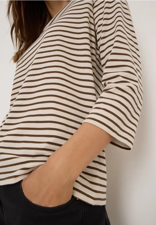 Gestreiftes Shirt oat milk beige