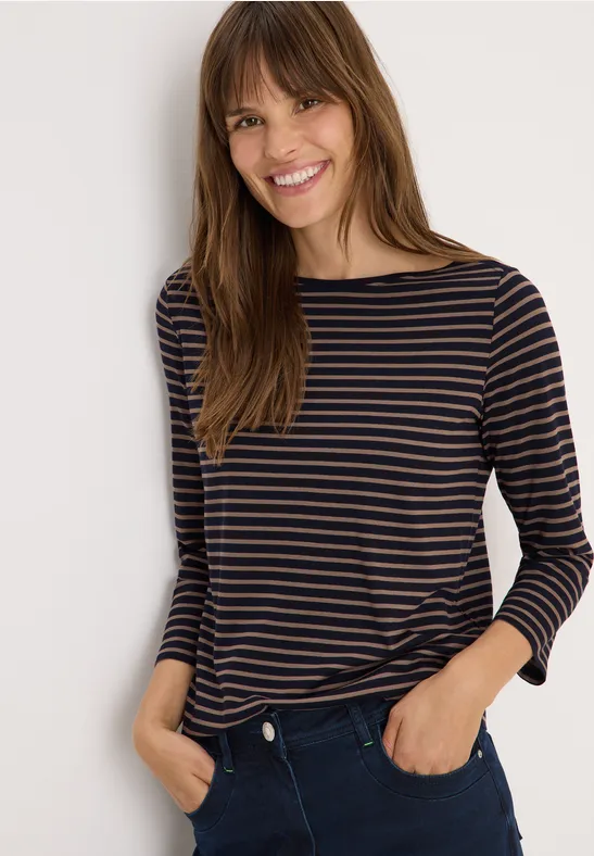 Gestreiftes Shirt urban dark blue cocoa taupe