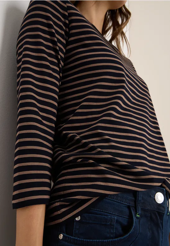 Gestreiftes Shirt urban dark blue cocoa taupe