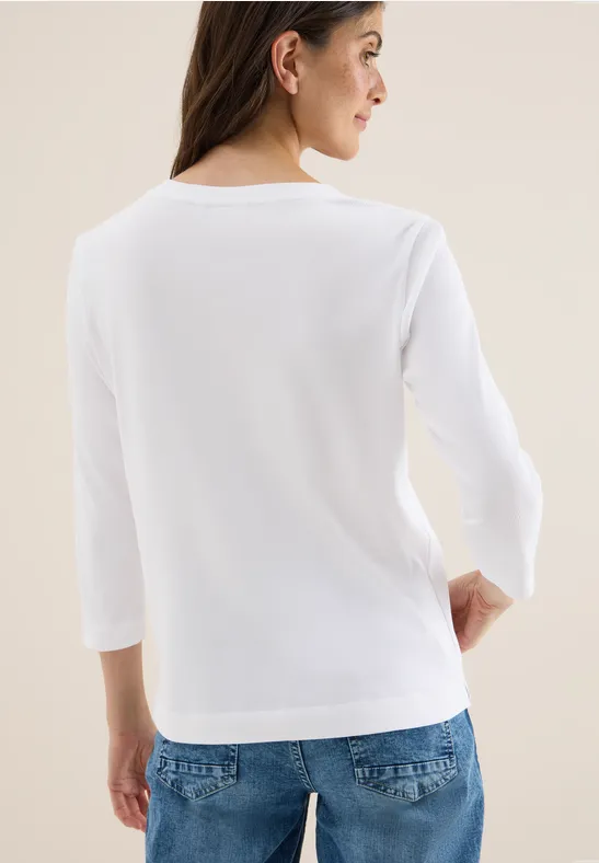 Shirt met geribde structuur White