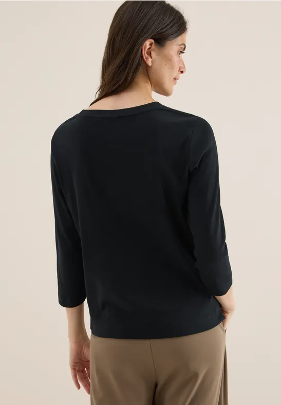 T-shirt avec structure côtelée Black