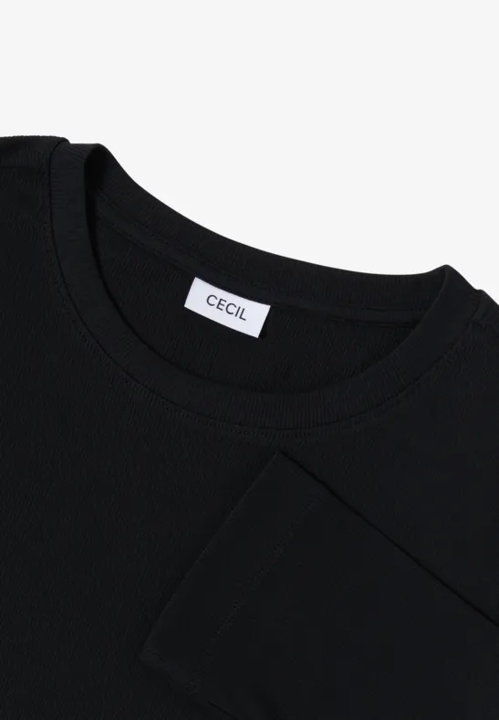 T-shirt avec structure côtelée Black