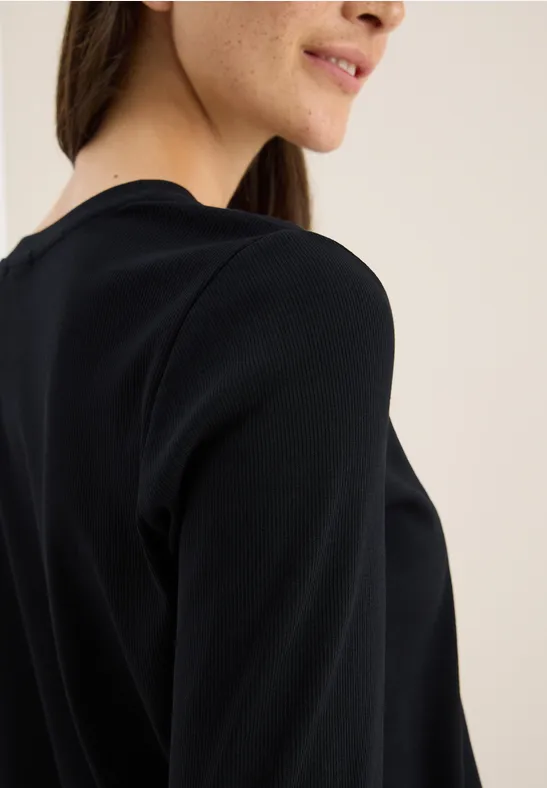 T-shirt avec structure côtelée Black