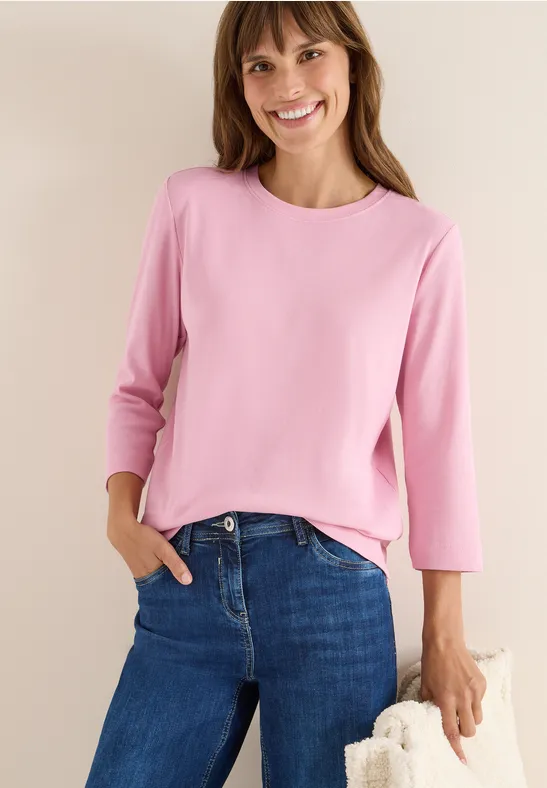 Shirt met geribde structuur blossom glow