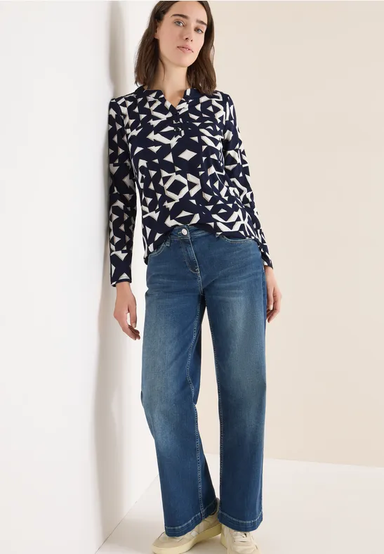 Print Shirt im Tunika-Look urban dark blue
