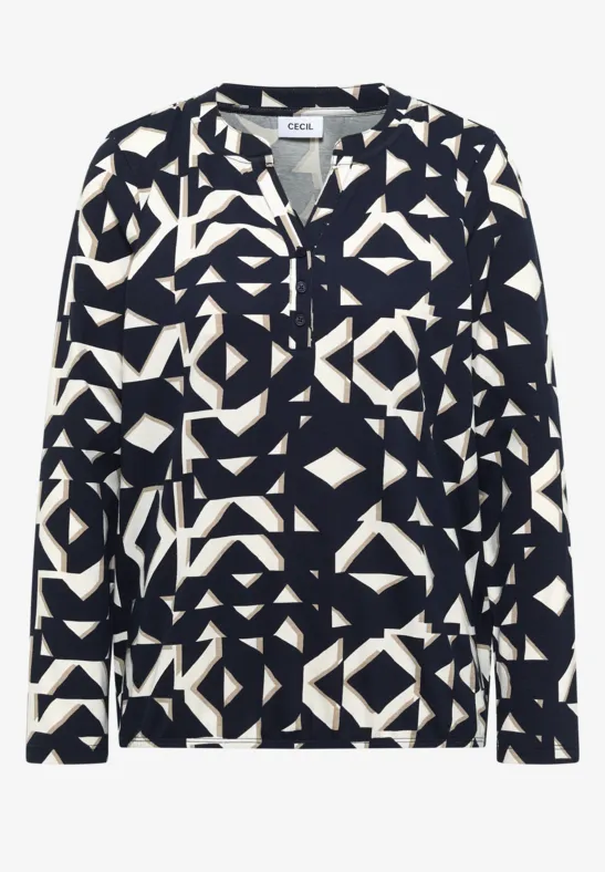 Print Shirt im Tunika-Look urban dark blue