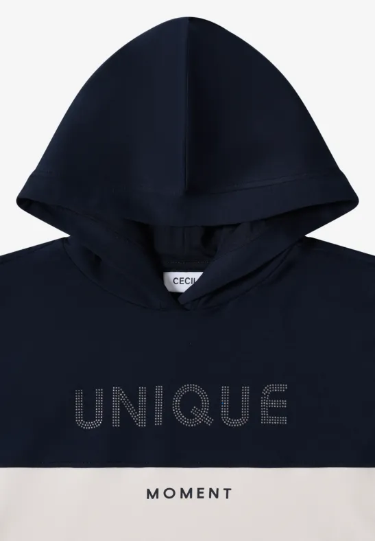 Kleurblok Hoodie urban dark blue