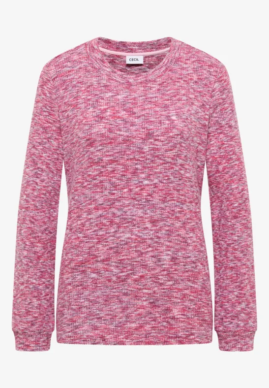 Shirt met zacht gemêleerd ribboord null