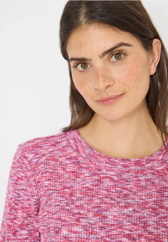 Shirt met zacht gemêleerd ribboord null
