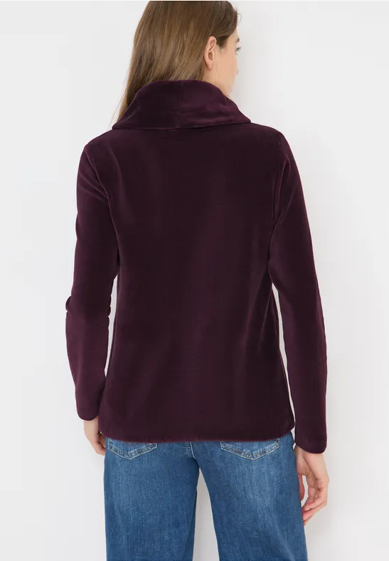 Cord Shirt mit großem Kragen eggplant red