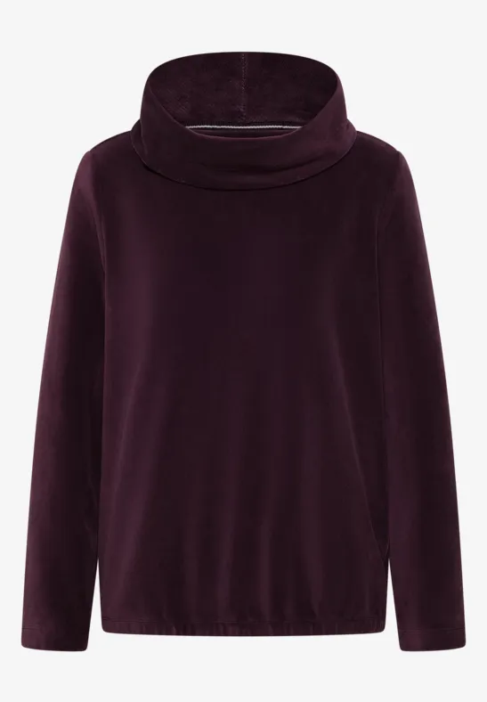 Cord Shirt mit großem Kragen eggplant red
