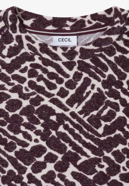 Kuscheliges Print-Shirt eggplant red melange