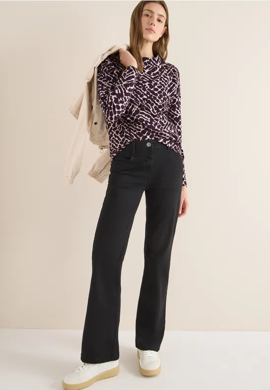 Print-Shirt mit Knopfdetails eggplant red