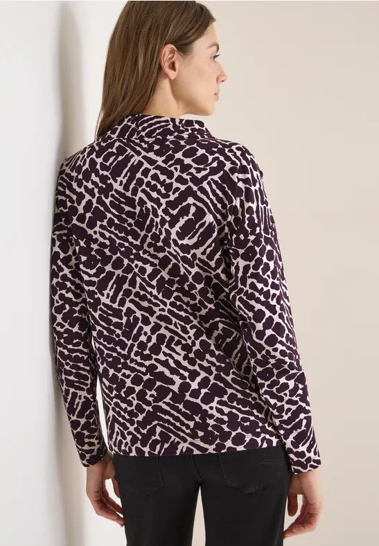 Print-Shirt mit Knopfdetails eggplant red