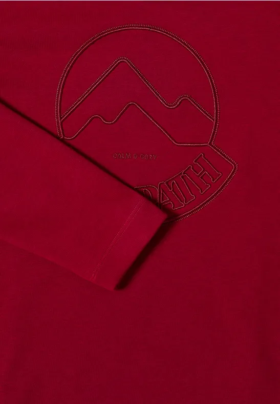Hoodie met borduursel beaujolais red