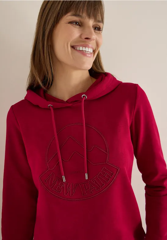 Hoodie met borduursel beaujolais red